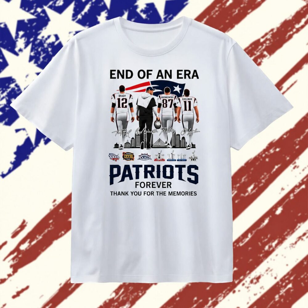 End of an Era Tom Brady Bill Belichick Rob Gronkowski Julian Edelman Patriots Signature T Shirt , Trending 2D Shirt End OF AN Era Tom Brady Bill Belichick Rob Gronkowski Julian Edelman Patriots Signature T Shirt