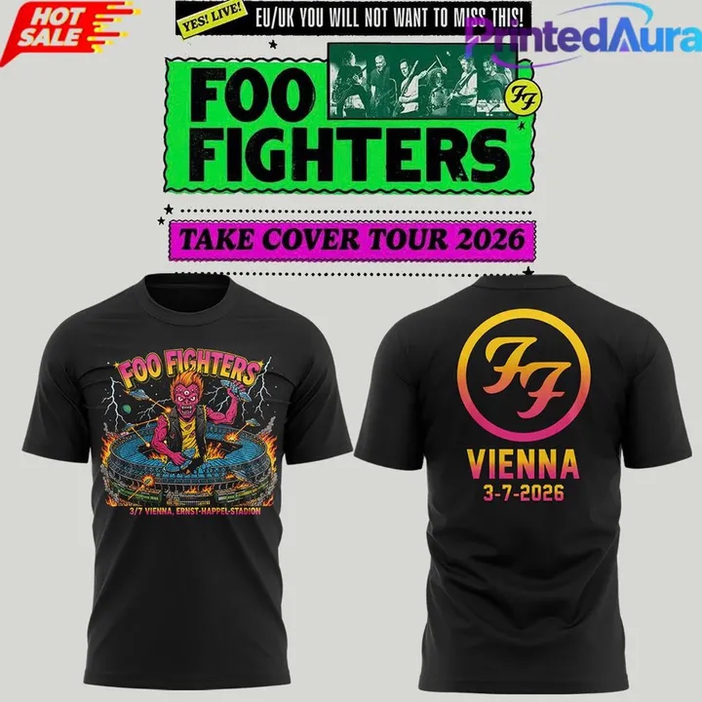 Foo Fighters Take Cover Tour 2026 At Ernst Happel Stadion, Vienna Limited Edition 3D Shirt , Music Trending 3D Shirt Foo Fighters Take Cover Tour 2026 AT Ernst Happel Stadion Vienna Limited Edition 3D Shirt