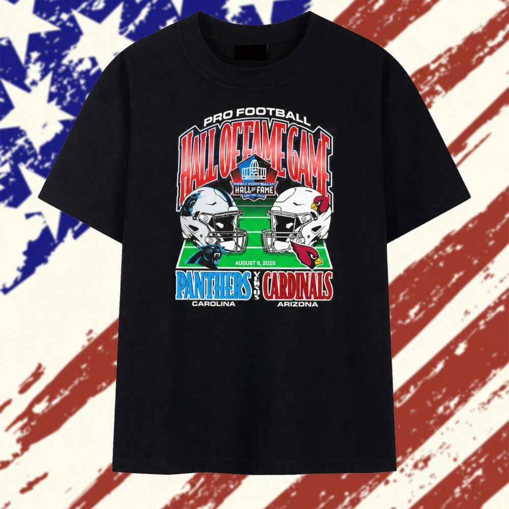 Pro Football Hall of Fame Game 2026 Carolina Panthers Vs Arizona Cardinals Helmets T Shirt , Vintage Trending Shirt Pro Football Hall OF Fame Game 2026 Carolina Panthers VS Arizona Cardinals Helmets T Shirt