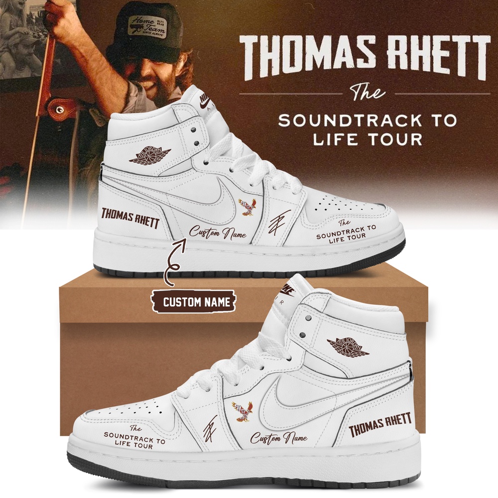 Thomas Rhett The Soundtrack to Life Tour 2026 Signature White Air Jordan 1 Hightop Shoes , Music Air Jordan 1 Shoes Thomas Rhett The Soundtrack to Life Tour 2026 Signature White Air Jordan 1 Hightop Shoes , Music Air Jordan 1 Shoes