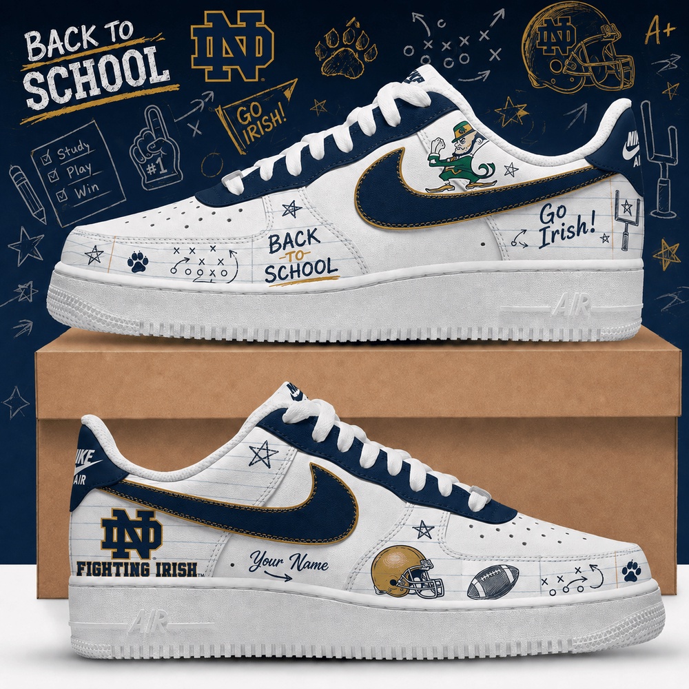 Notre Dame Fighting Irish 2026 NCAA Football Back To School Air Force 1 Shoes Sneakers , NCAA Air Force 1 Shoes Notre Dame Fighting Irish 2026 NCAA Football Back To School Air Force 1 Shoes Sneakers , NCAA Air Force 1 Shoes