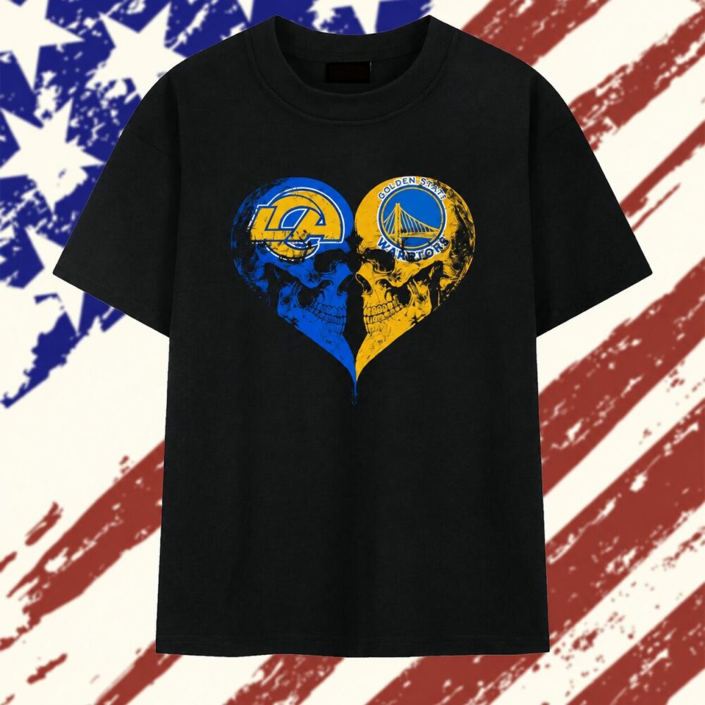 Los Angeles Rams x Golden State Warriors skulls face to face heart shape distressed T Shirt , Vintage Trending Shirt Los Angeles Rams x Golden State Warriors skulls face to face heart shape distressed T Shirt , Vintage Trending Shirt