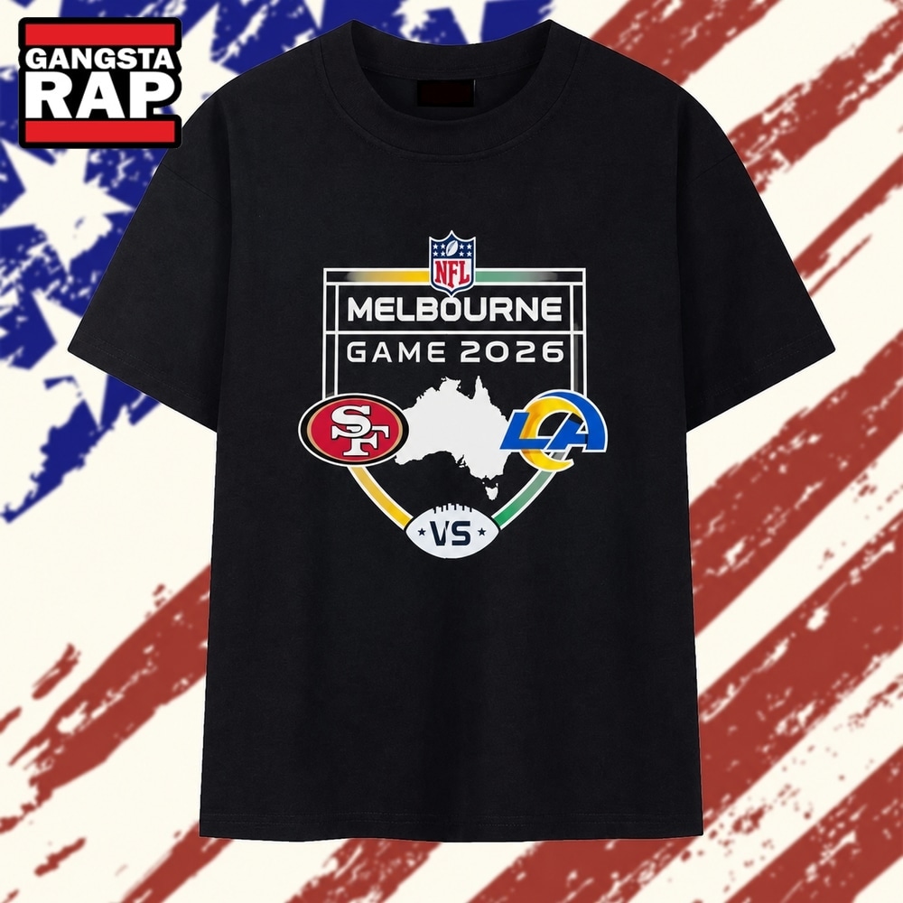 49ers vs Rams NFL 26 Melbourne Game Shield Matchup T Shirt, Trending 2D Shirt 49ers vs Rams NFL 26 Melbourne Game Shield Matchup T Shirt, Trending 2D Shirt