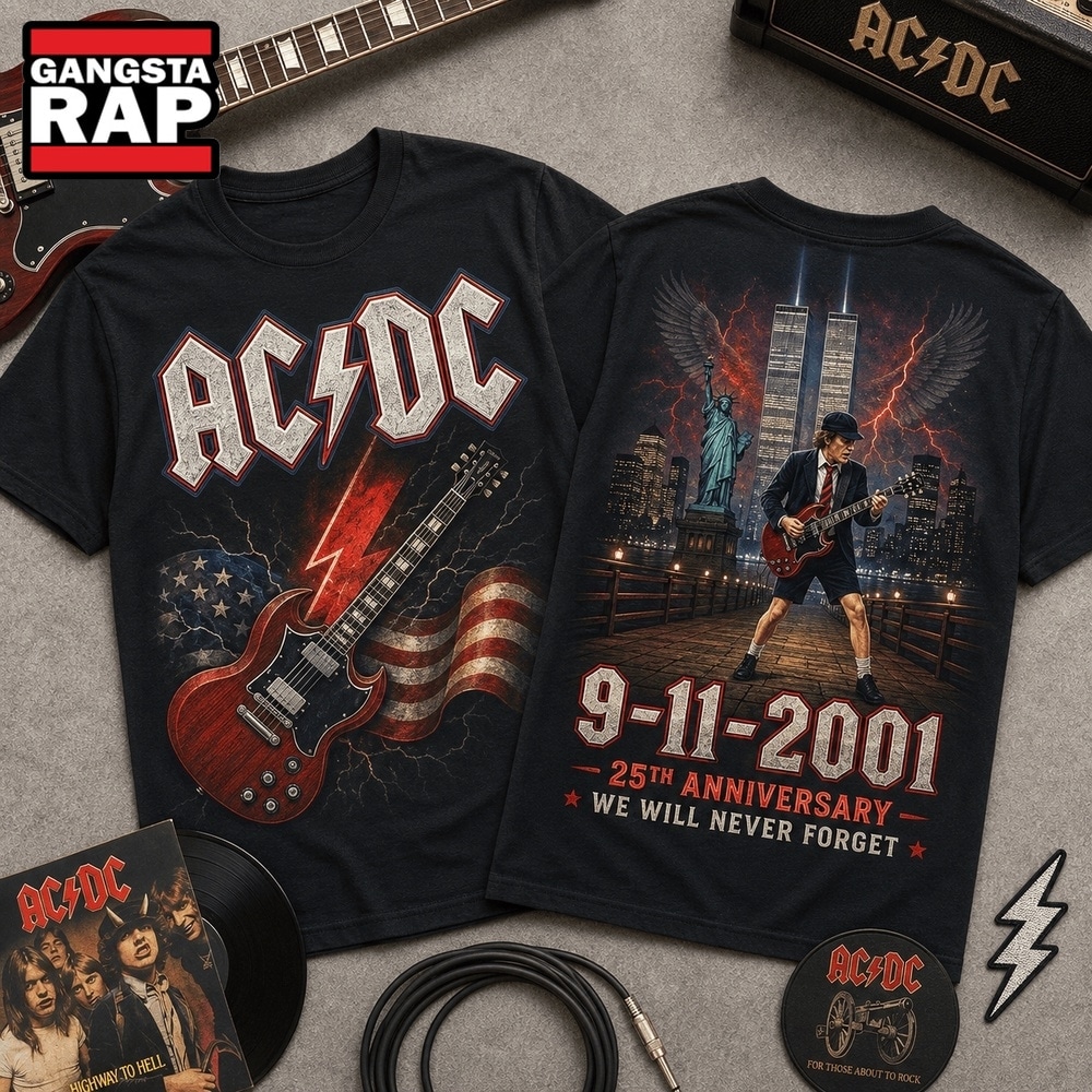 ACDC 9 11 Memorial 25th Anniversary 3D Shirt , Music Trend Shirt Acdc 9 11 Memorial 25th Anniversary 3D Shirt