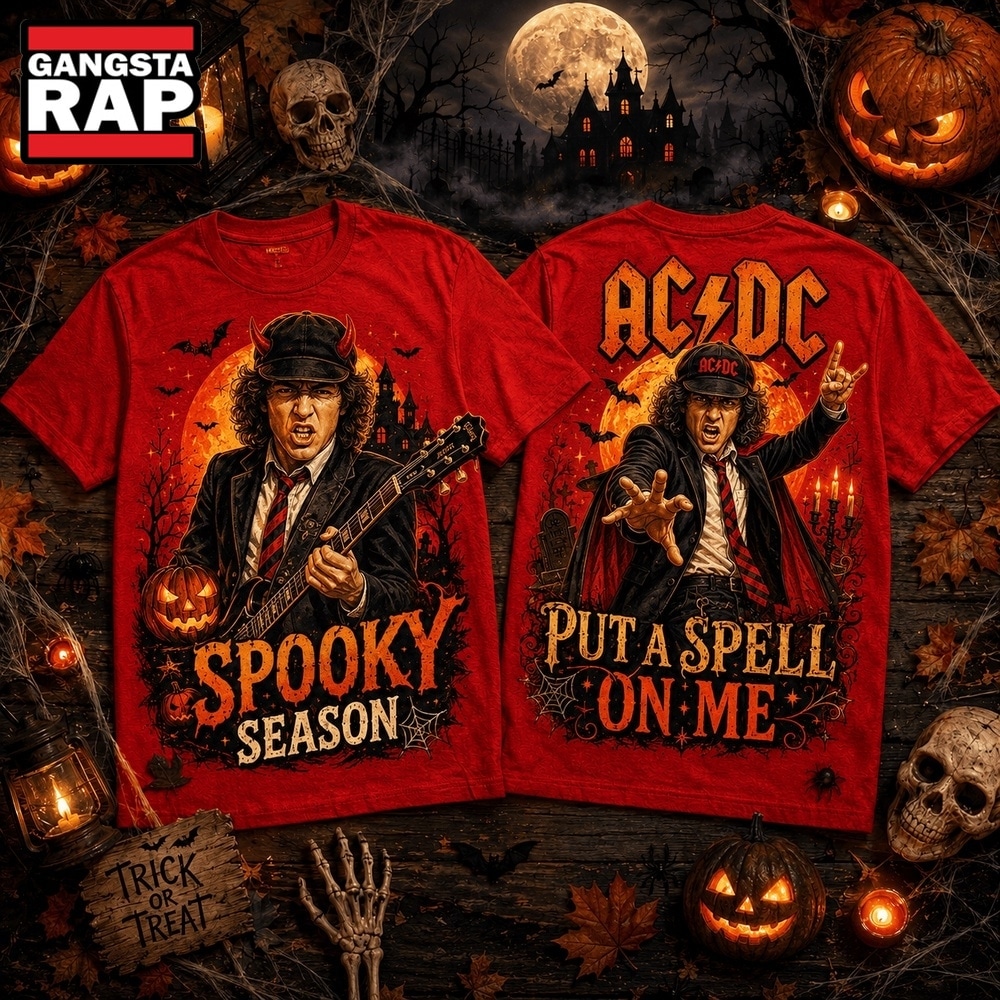 ACDC Halloween Devil Horns Moonlit Guitar Spooky Season 3D Shirt , Music Trending 3D Shirt Acdc Halloween Devil Horns Moonlit Guitar Spooky Season 3D Shirt