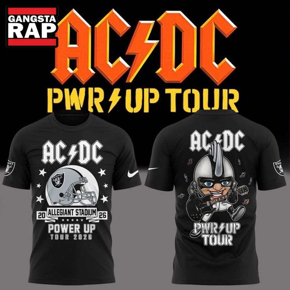 ACDC x Las Vegas Raiders Power Up Tour 2026 T Shirt , Music Trending 3D Shirt Acdc X Las Vegas Raiders Power UP Tour 2026 T Shirt