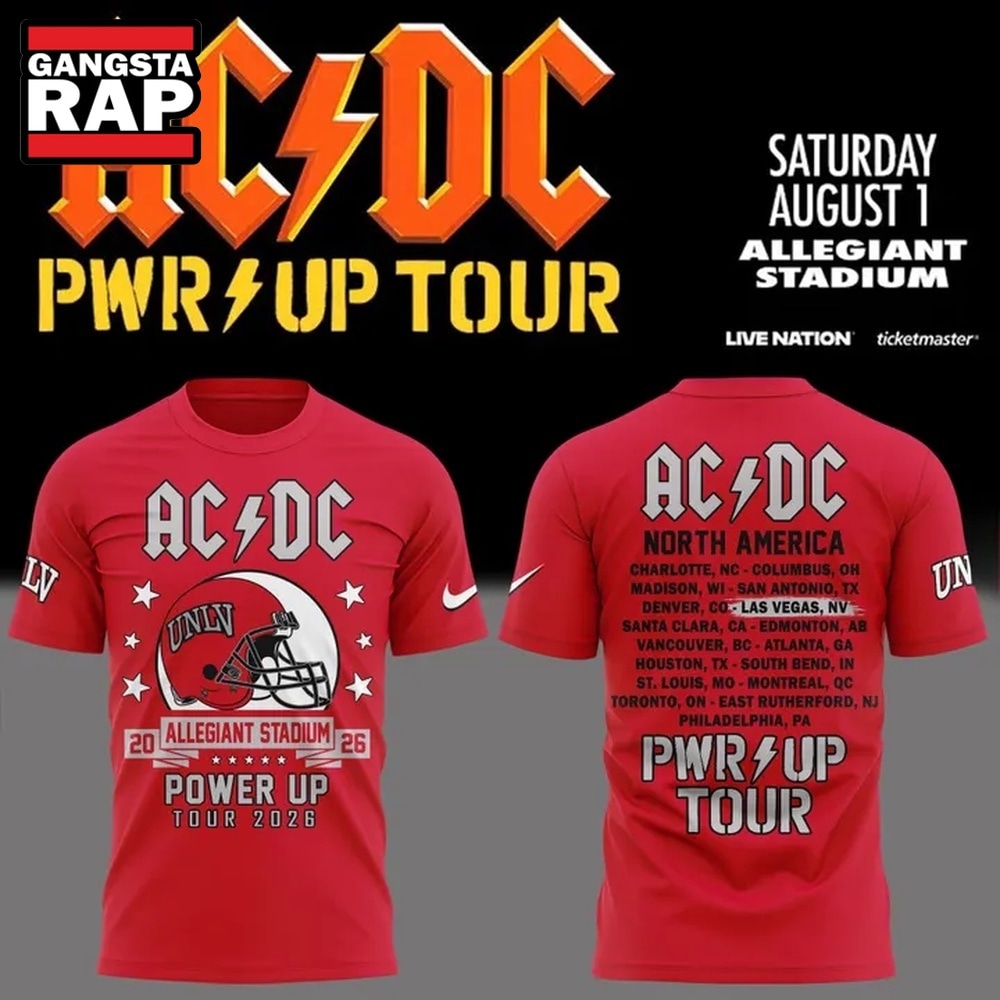 ACDC x UNLV Football Power Up Tour 2026 T Shirt , Music Trending 3D Shirt Acdc X Unlv Football Power UP Tour 2026 T Shirt
