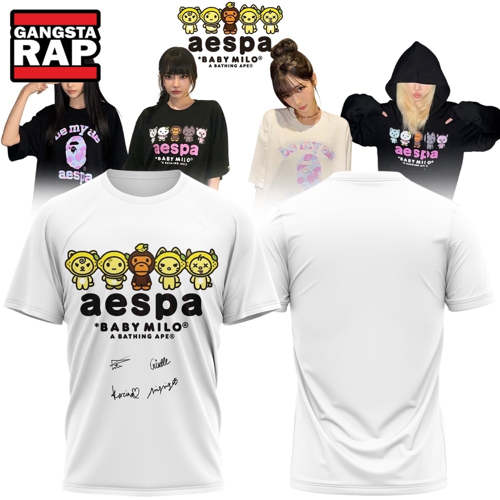 Aespa x BAPE Signed 2026 New Design T Shirt , Music Trending 3D Shirt Aespa X Bape Signed 2026 New Design T Shirt