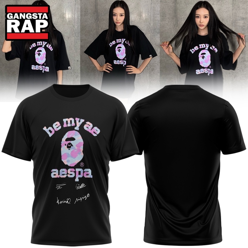 Aespa x BAPE Signed 2026 Special New T Shirt , Music Trending 3D Shirt Aespa X Bape Signed 2026 Special New T Shirt