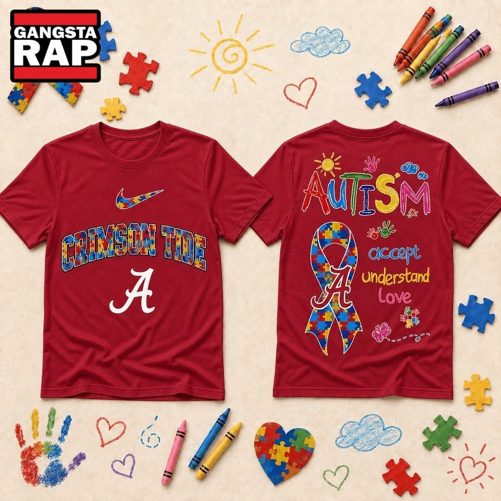 Alabama Crimson Tide NCAA Autism Awareness Puzzle Ribbon T Shirt , NCAA 3D Shirt Alabama Crimson Tide Ncaa Autism Awareness Puzzle Ribbon T Shirt