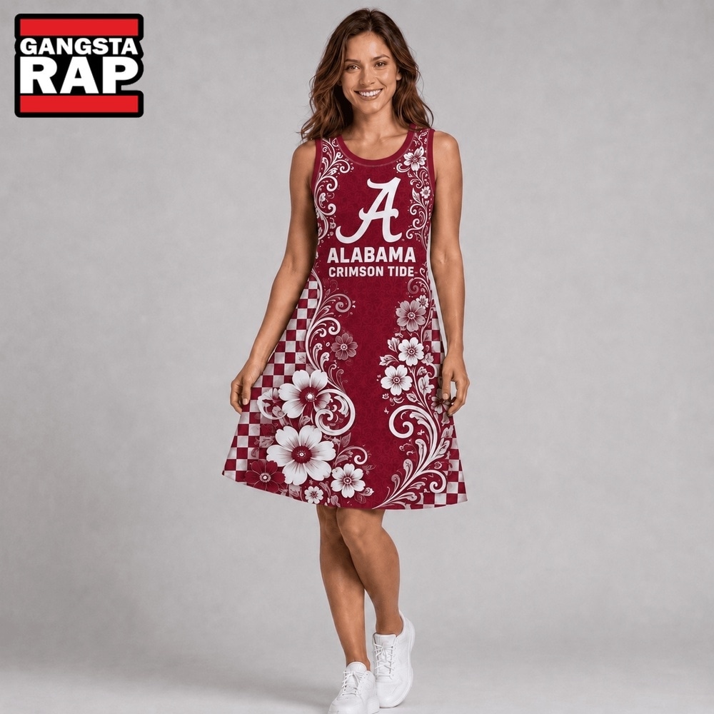 Alabama Crimson Tide NCAA Sporty Floral Elegance Women’s Sleeveless Dress, NCAA Women Dress Shirt Alabama Crimson Tide Ncaa Sporty Floral Elegance Women S Sleeveless Dress