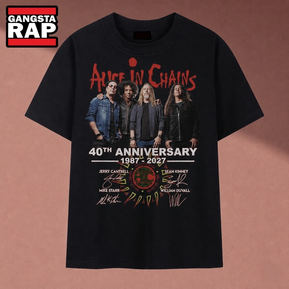 Alice In Chains 40th Anniversary 1987 2027 Signatures T Shirt, Music 2D Shirt Alice IN Chains 40th Anniversary 1987 2027 Signatures T Shirt