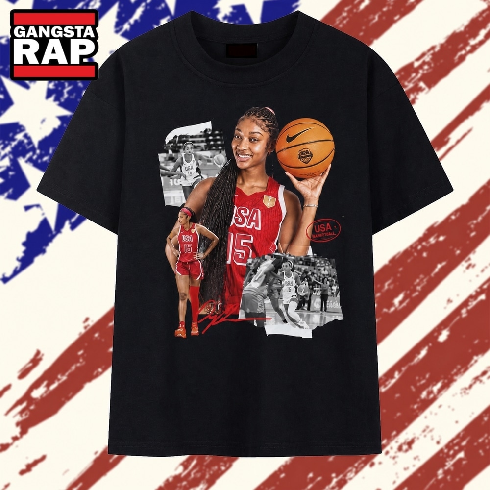 Angel Reese USA Basketball #15 Signature Photo Collage T Shirt, Trending 2D Shirt Angel Reese Usa Basketball 15 Signature Photo Collage T Shirt