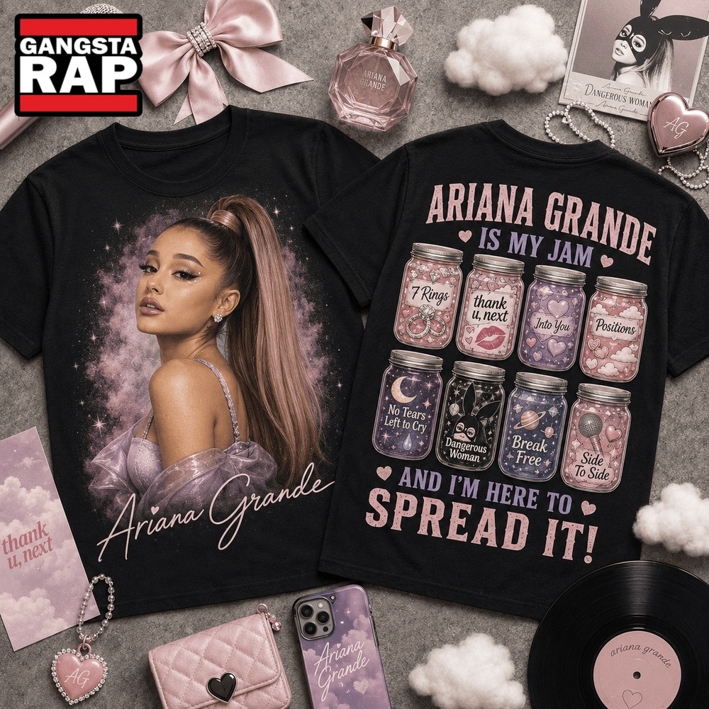 Ariana Grande Is My Jam Songs in Jars Front and Back T Shirt, Trending 3D Music Shirt Ariana Grande Is My Jam Songs in Jars Front and Back T Shirt, Trending 3D Music Shirt
