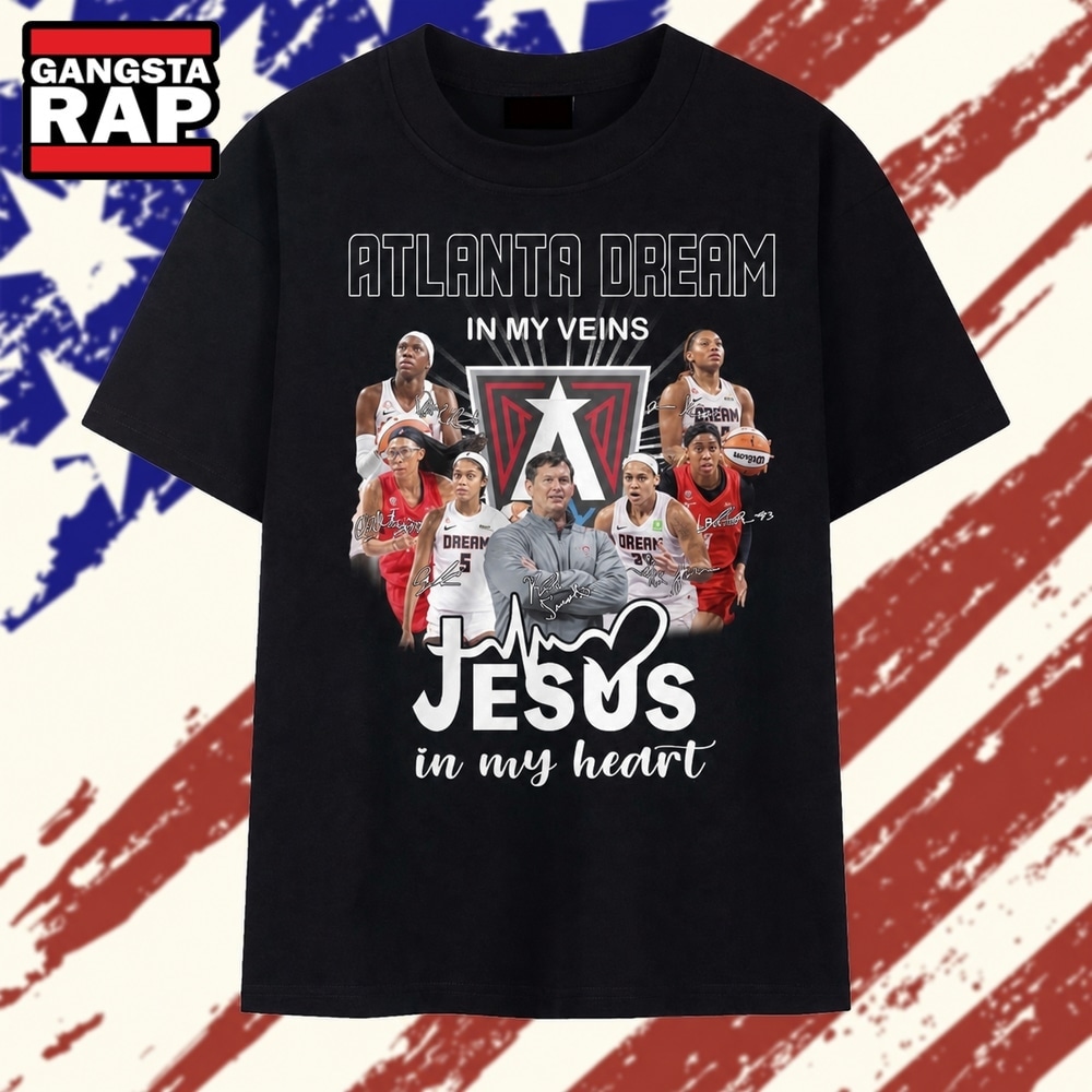 Atlanta Dream In My Veins Jesus In My Heart Signatures WNBA T Shirt , Trending 2D Shirt Atlanta Dream IN MY Veins Jesus IN MY Heart Signatures Wnba T Shirt