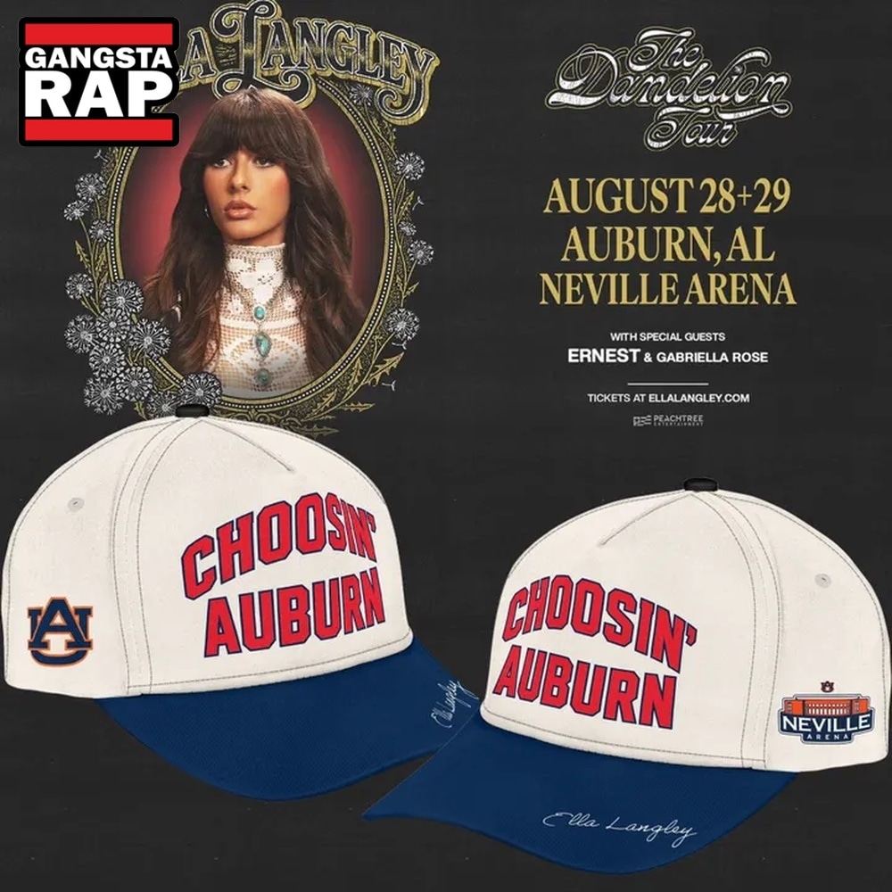 Auburn Tigers x Ella Langley The Dandelion Tour 2026 Neville Arena Cap, Trendy Music Baseball Cap Auburn Tigers X Ella Langley The Dandelion Tour 2026 Neville Arena Cap
