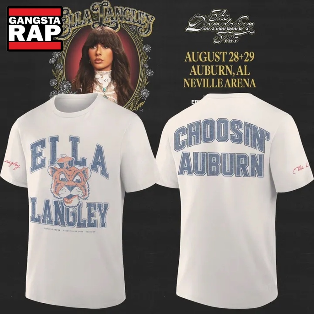 Auburn Tigers x Ella Langley The Dandelion Tour 2026 Neville Arena T Shirt, Trending 3D Music Shirt Auburn Tigers X Ella Langley The Dandelion Tour 2026 Neville Arena T Shirt