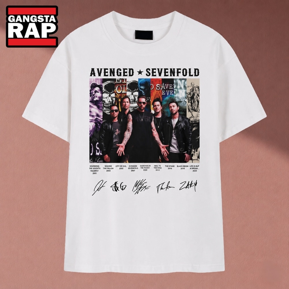 Avenged Sevenfold Heavy Metal Band Members Signatures Graphic T Shirt , Music 2D Shirt Avenged Sevenfold Heavy Metal Band Members Signatures Graphic T Shirt