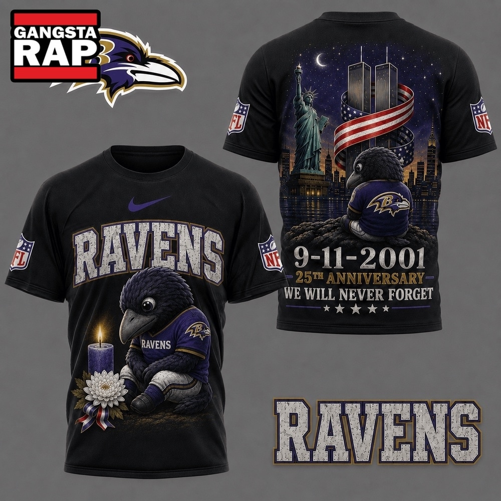 Baltimore Ravens NFL 9 11 25th Anniversary Never Forget Memorial 3D T Shirt, Football New Design Shirt Baltimore Ravens Nfl 9 11 25th Anniversary Never Forget Memorial 3D T Shirt