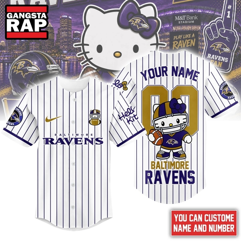 Baltimore Ravens NFL Kitty Game Day Custom Baseball Jersey Shirt , NFL Baseball Jersey Baltimore Ravens NFL Kitty Game Day Custom Baseball Jersey Shirt , NFL Baseball Jersey