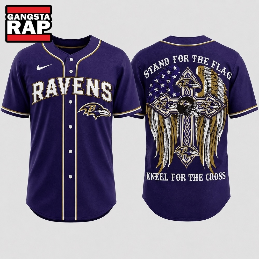 Baltimore Ravens NFL Stand For The Flag Kneel For The Cross Baseball Jersey Shirt , NFL Baseball Jersey Baltimore Ravens NFL Stand For The Flag Kneel For The Cross Baseball Jersey Shirt , NFL Baseball Jersey