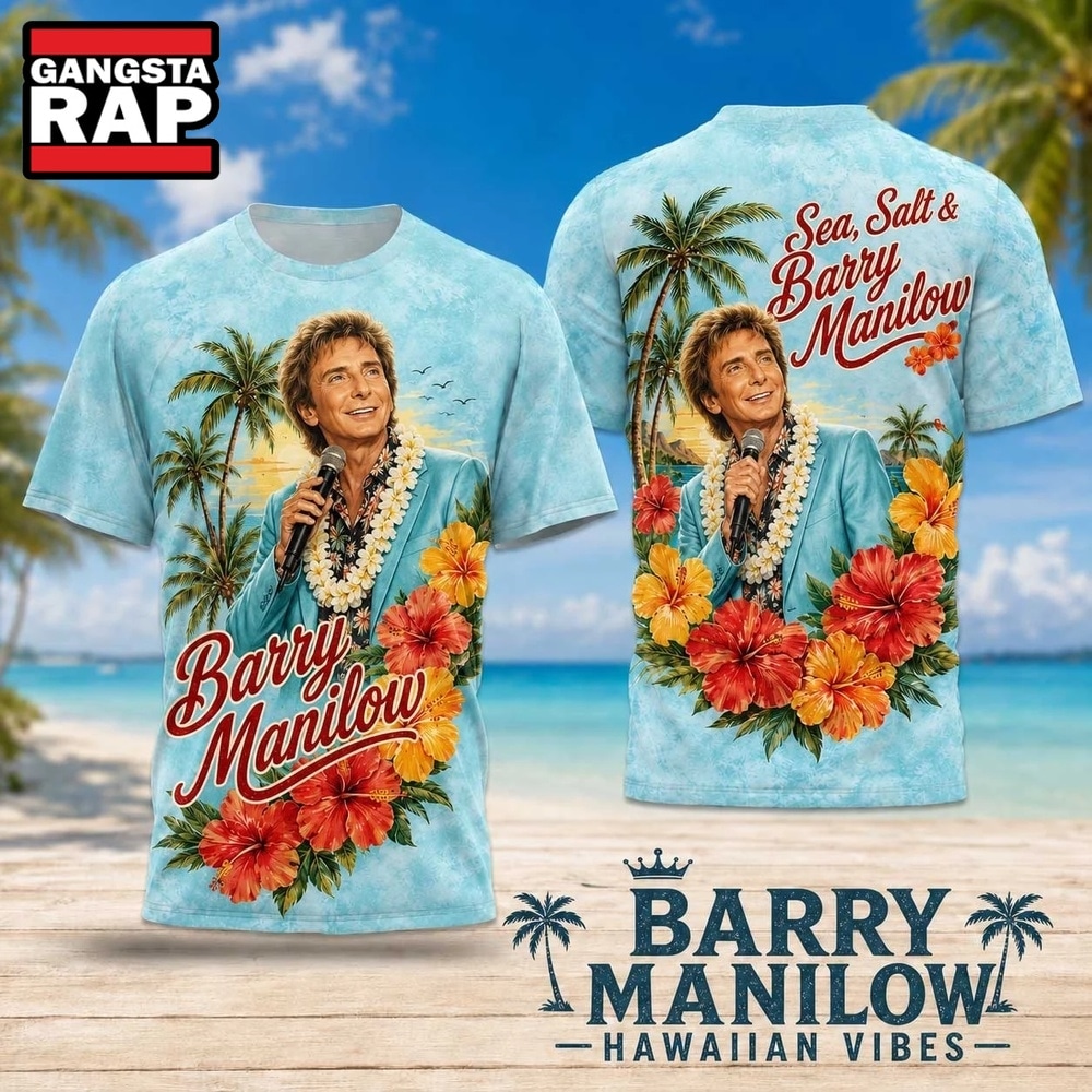 Barry Manilow Tropical Lei Portrait 2026 3D Shirt , Trending 3D Music Shirt Barry Manilow Tropical Lei Portrait 2026 3D Shirt