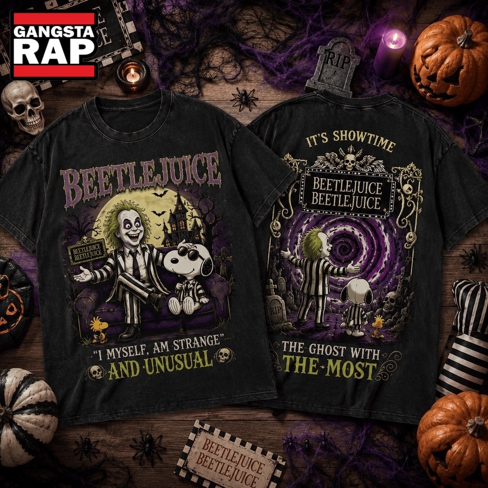 Beetlejuice And Snoopy It’s Showtime Gothic Graveyard Vintage Halloween 3D Shirt , Music Trending 3D Shirt Beetlejuice And Snoopy IT S Showtime Gothic Graveyard Vintage Halloween 3D Shirt