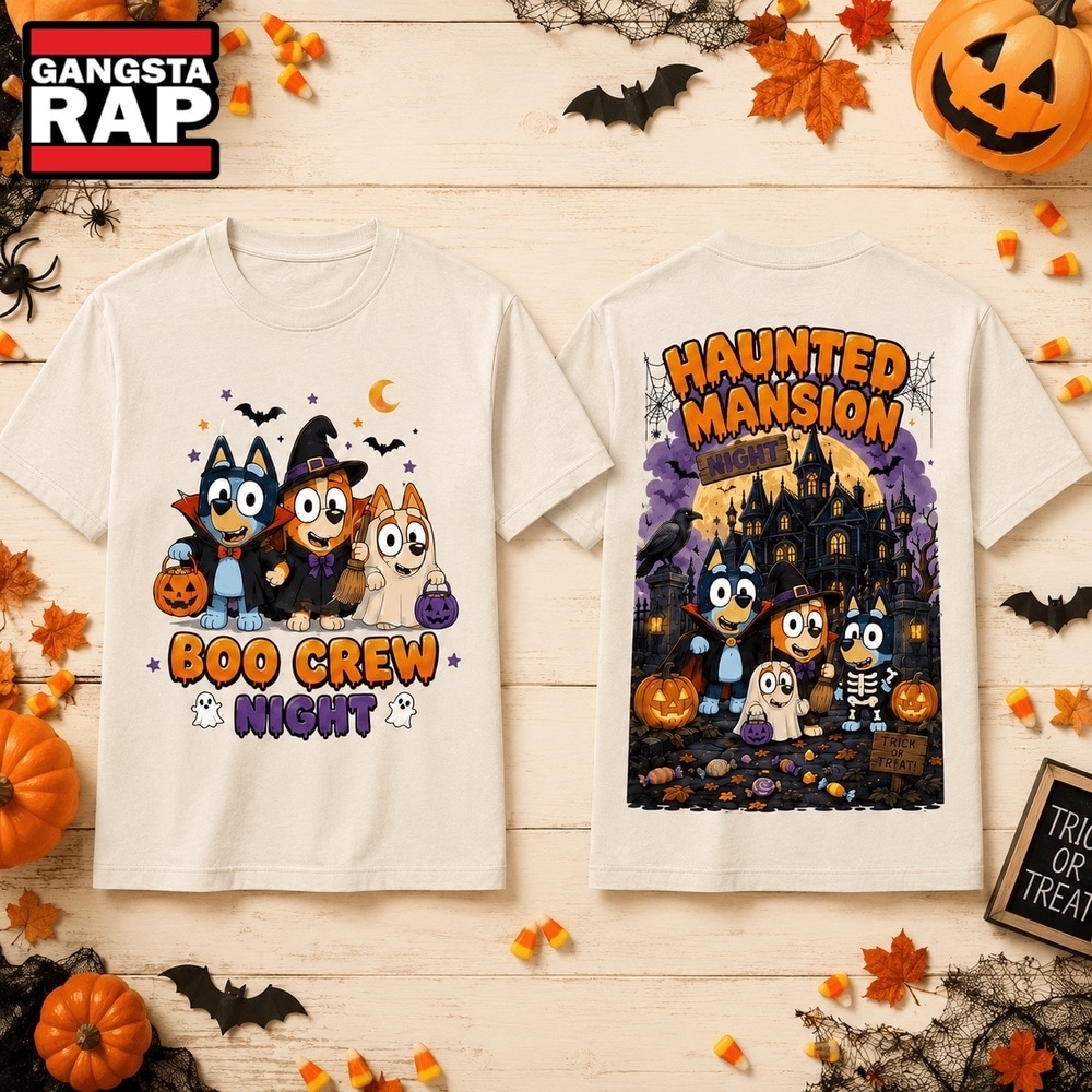 Bluey Family Halloween Boo Crew Night 3D Shirt , Music Trending 3D Shirt Bluey Family Halloween Boo Crew Night 3D Shirt
