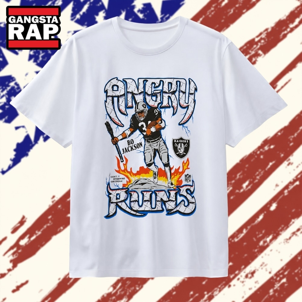 Bo Jackson Las Vegas Raiders Angry Runs Good Morning Football T Shirt, Trending 2D Shirt BO Jackson Las Vegas Raiders Angry Runs Good Morning Football T Shirt