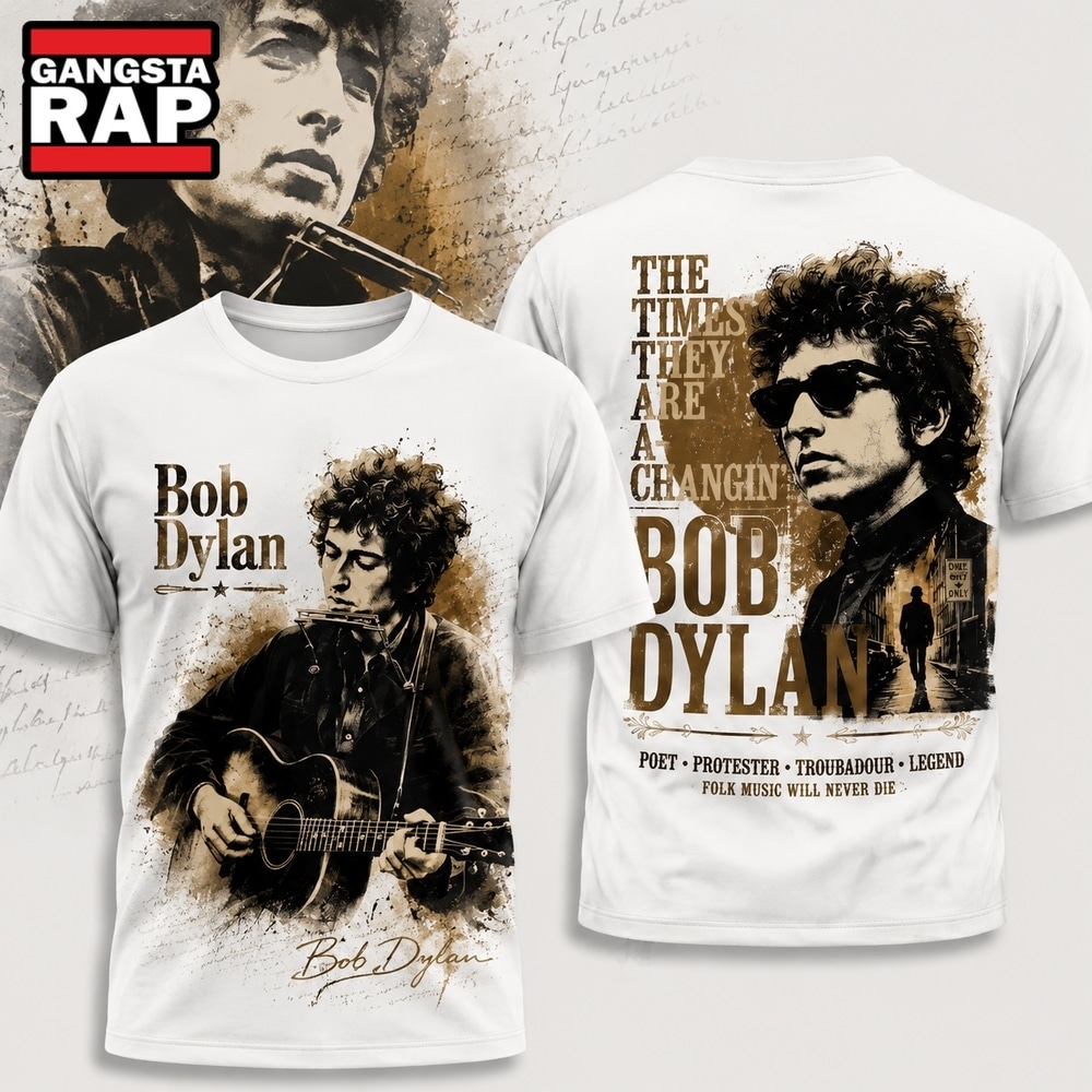 Bob Dylan Merch The Times They Are A Changin White 3D Shirt, Trending 3D Music Shirt Bob Dylan Merch The Times They Are A Changin White 3D Shirt