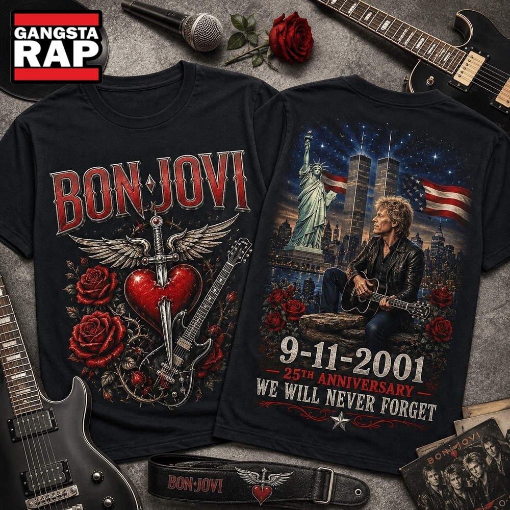 Bon Jovi 911 Memorial 25th Anniversary 3D Shirt , Trending 3D Music Shirt Bon Jovi 911 Memorial 25th Anniversary 3D Shirt