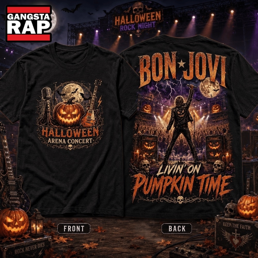 Bon Jovi Halloween Rock Night T Shirt, Livin’ on Pumpkin Time 3D Shirt , Trending 3D Music Shirt Bon Jovi Halloween Rock Night T Shirt Livin ON Pumpkin Time 3D Shirt