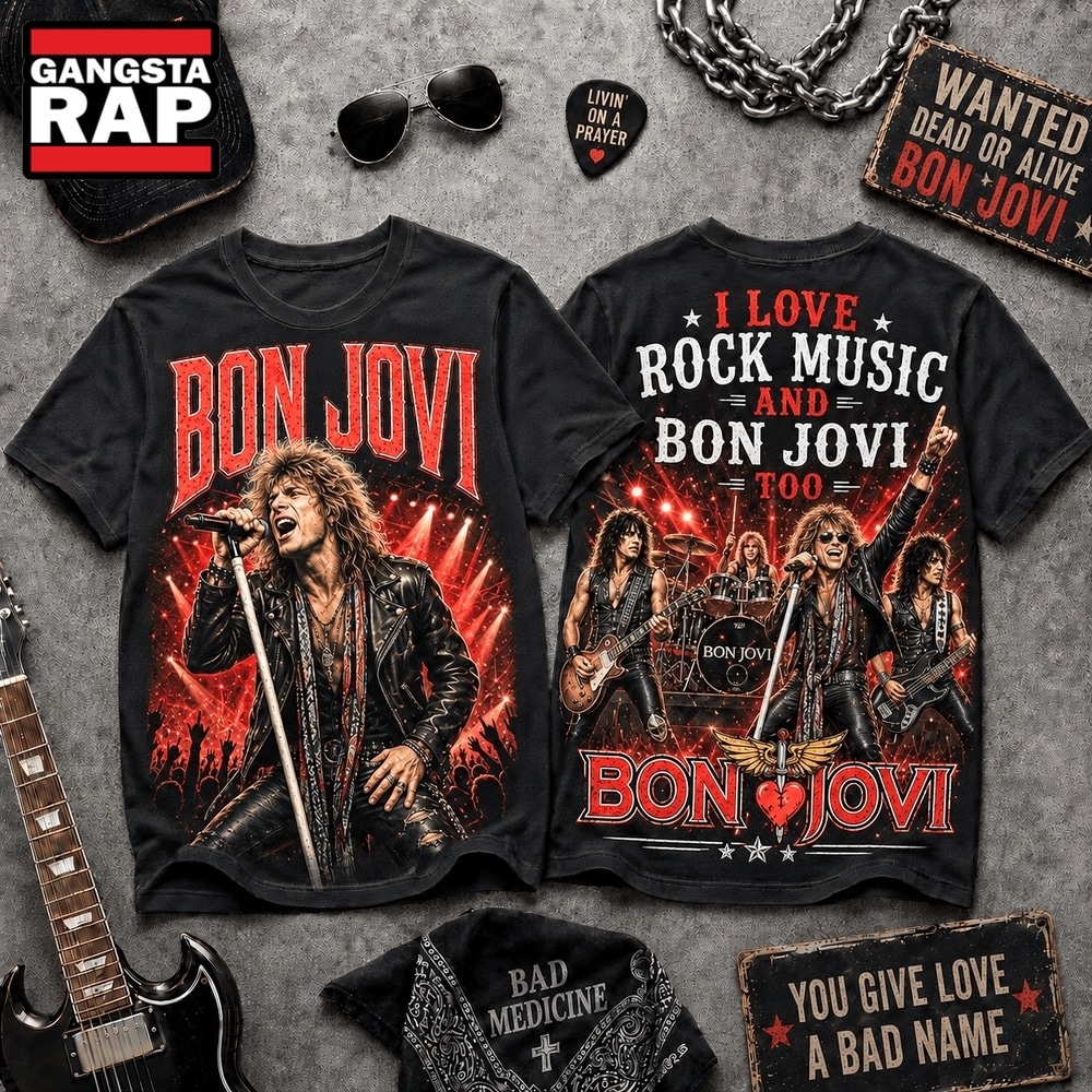 Bon Jovi Livin’ on a Prayer Rock Legend T Shirt , Music Trending 3D Shirt Bon Jovi Livin ON A Prayer Rock Legend T Shirt