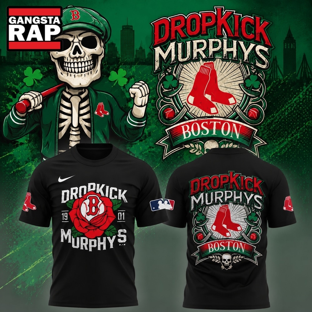 Boston Red Sox x Dropkick Murphys Special Black 3D Shirt , Trending 3D Music Shirt Boston Red Sox X Dropkick Murphys Special Black 3D Shirt