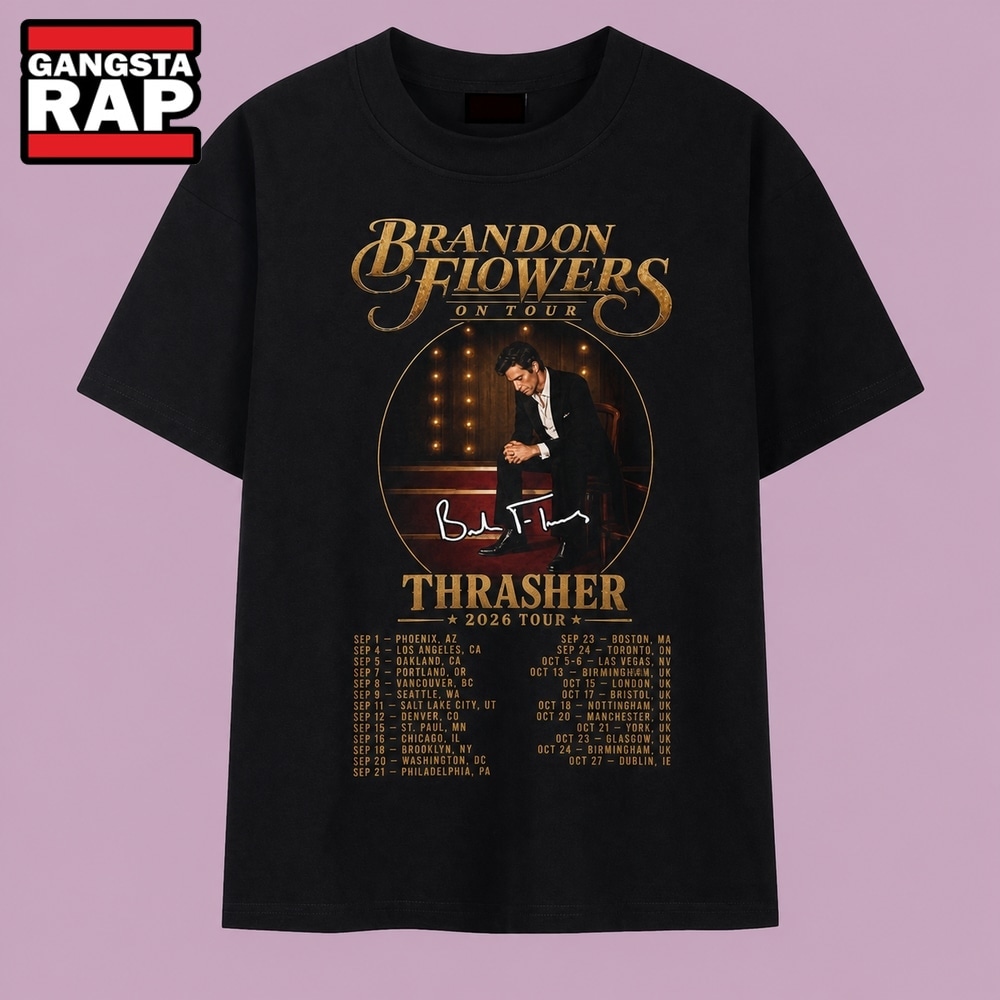 Brandon Flowers On Tour Thrasher 2026 Concert Tour Dates T Shirt, Music 2D Shirt Brandon Flowers On Tour Thrasher 2026 Concert Tour Dates T Shirt, Music 2D Shirt