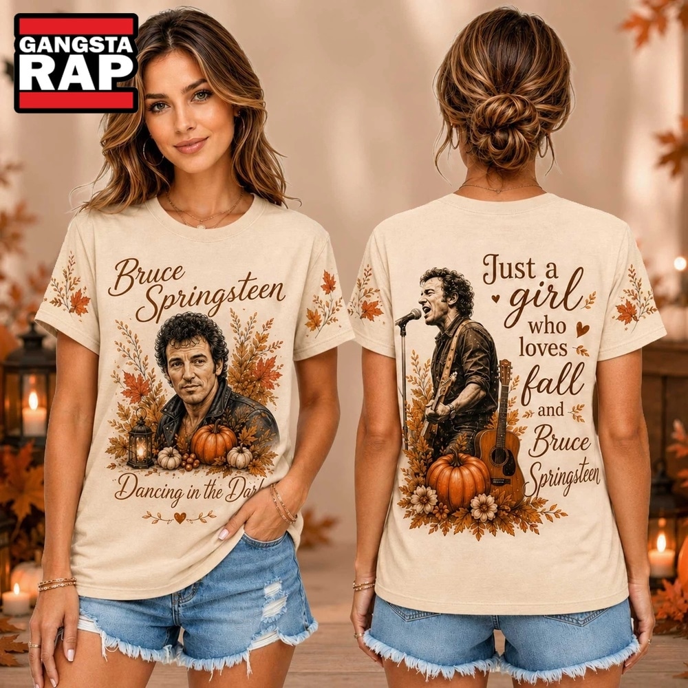 Bruce Springsteen Autumn Pumpkins Vintage Photo Unisex 3D Shirt , Music Trend Shirt Bruce Springsteen Autumn Pumpkins Vintage Photo Unisex 3D Shirt