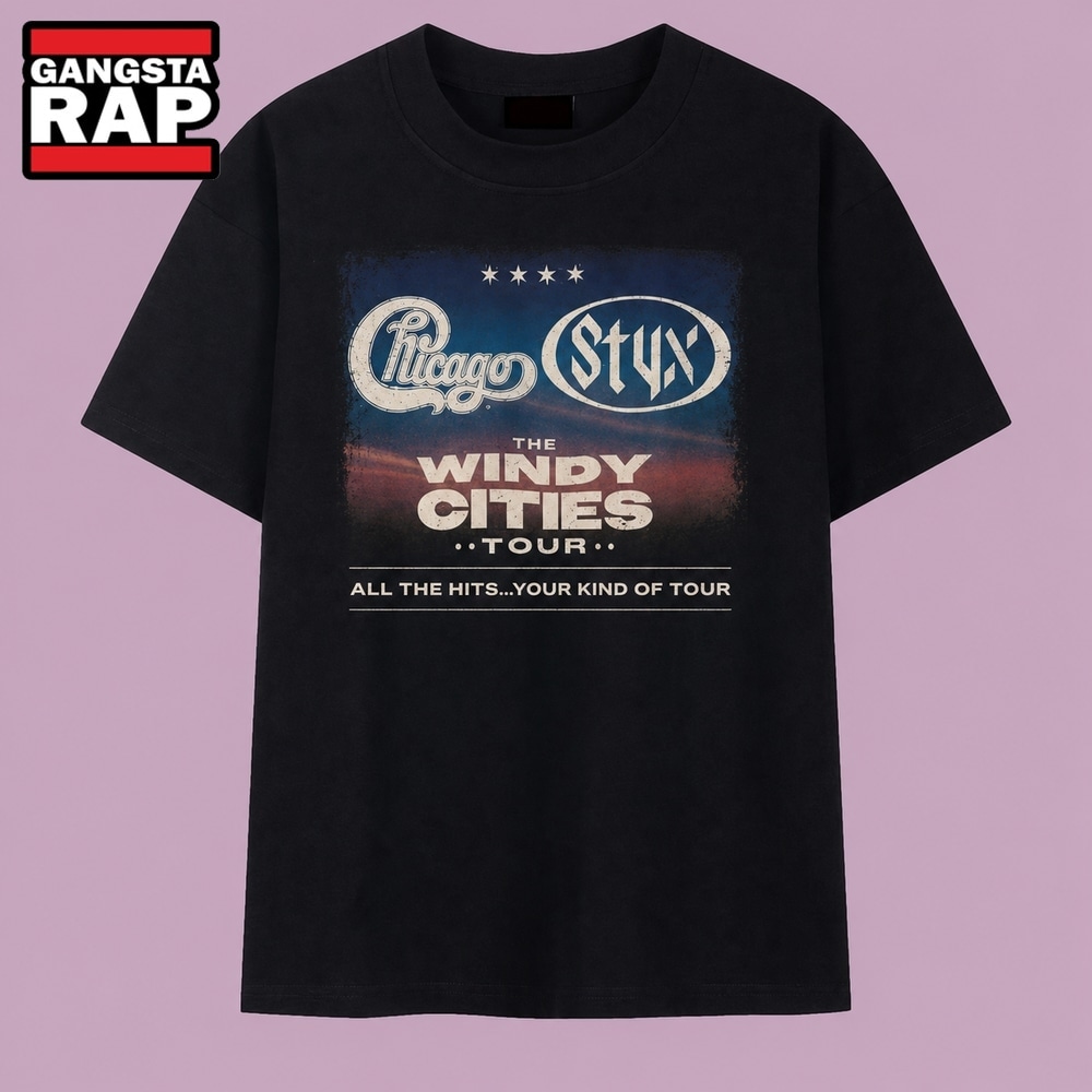 Chicago and Styx The Windy Cities Tour Vintage Rock Concert T Shirt, Music 2D Shirt Chicago and Styx The Windy Cities Tour Vintage Rock Concert T Shirt, Music 2D Shirt