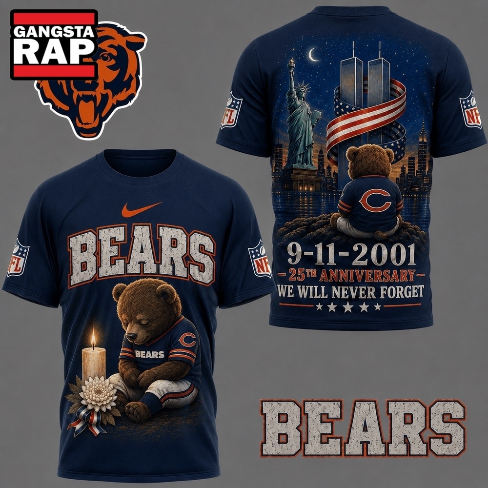 Chicago Bears NFL 9 11 25th Anniversary Never Forget Memorial 3D T Shirt, Football New Design Shirt Chicago Bears Nfl 9 11 25th Anniversary Never Forget Memorial 3D T Shirt