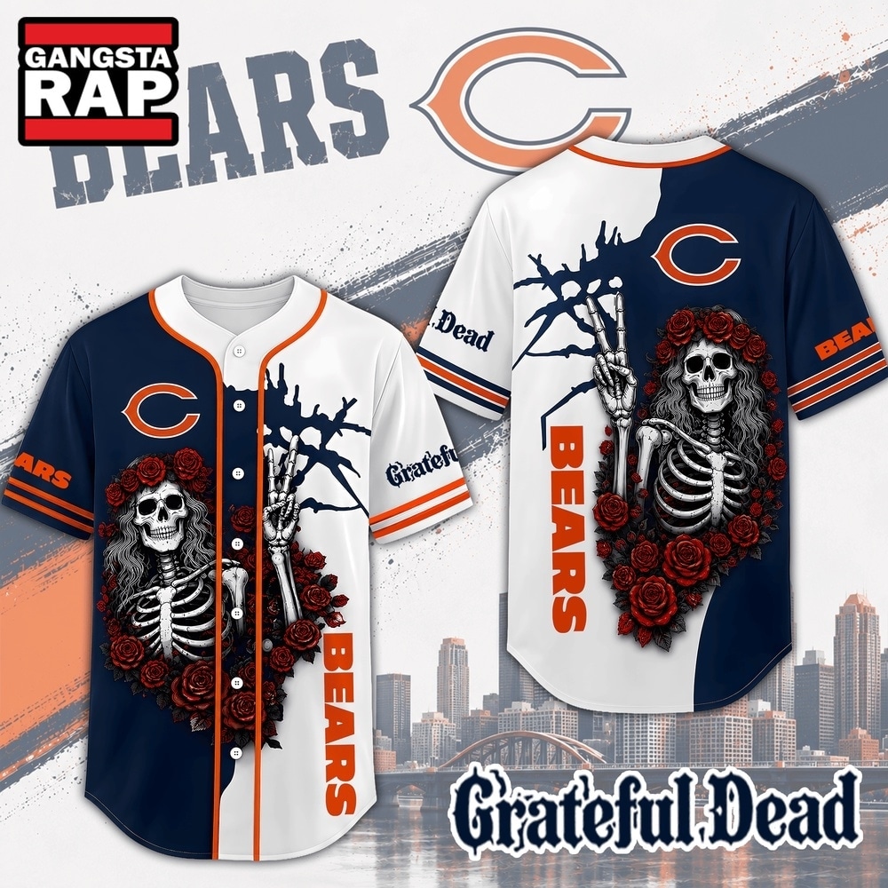 Chicago Bears NFL Game Day Grateful Dead Baseball Jersey Shirt, NFL Baseball Jersey Chicago Bears Nfl Game Day Grateful Dead Baseball Jersey Shirt