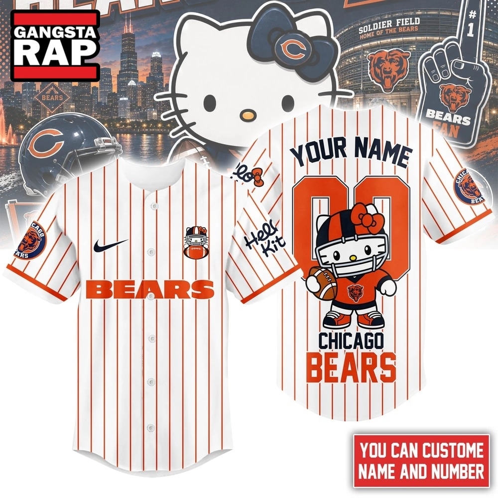 Chicago Bears NFL Kitty Game Day Custom Baseball Jersey Shirt , NFL Baseball Jersey Chicago Bears NFL Kitty Game Day Custom Baseball Jersey Shirt , NFL Baseball Jersey