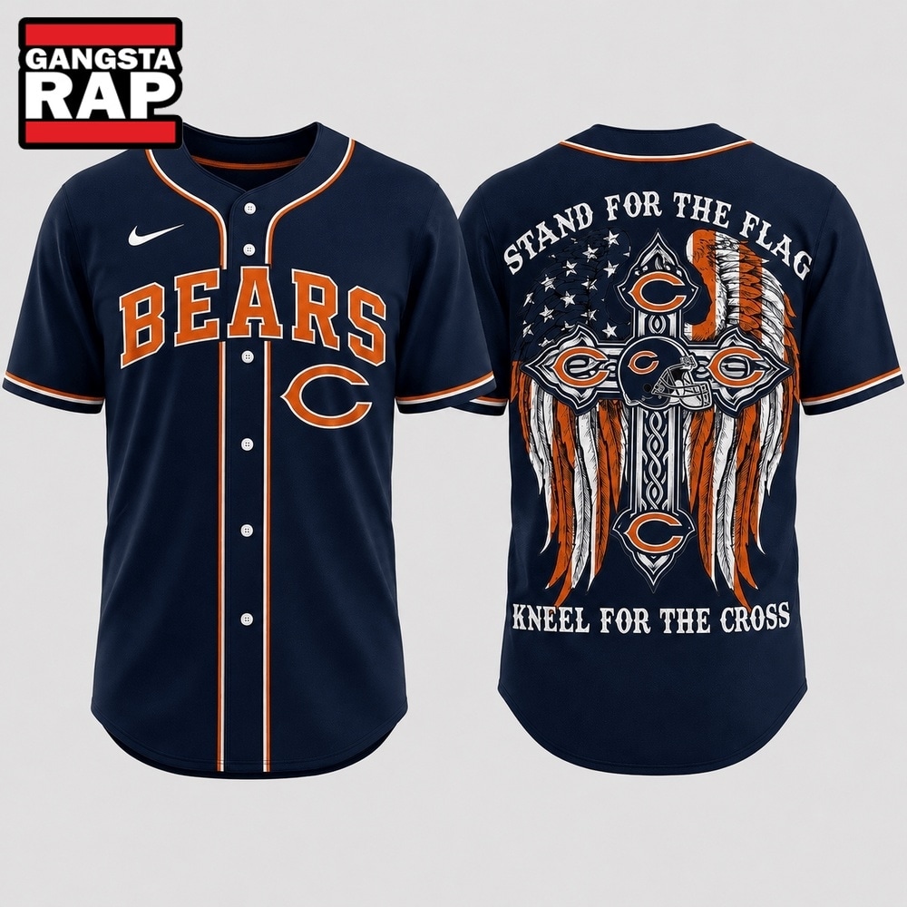 Chicago Bears NFL Stand For The Flag Kneel For The Cross Baseball Jersey Shirt , NFL Baseball Jersey Chicago Bears NFL Stand For The Flag Kneel For The Cross Baseball Jersey Shirt , NFL Baseball Jersey