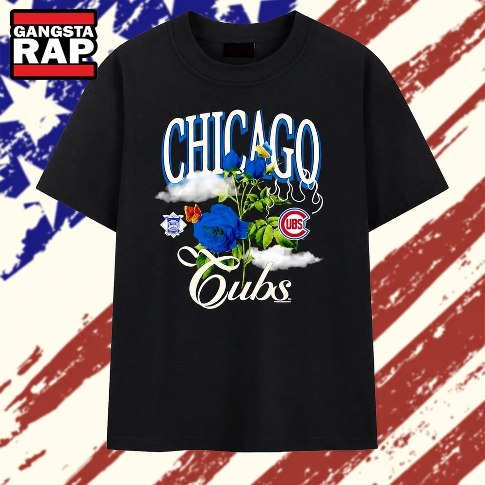 Chicago Cubs National League Floral Rose T Shirt, Trending 2D Shirt Chicago Cubs National League Floral Rose T Shirt, Trending 2D Shirt