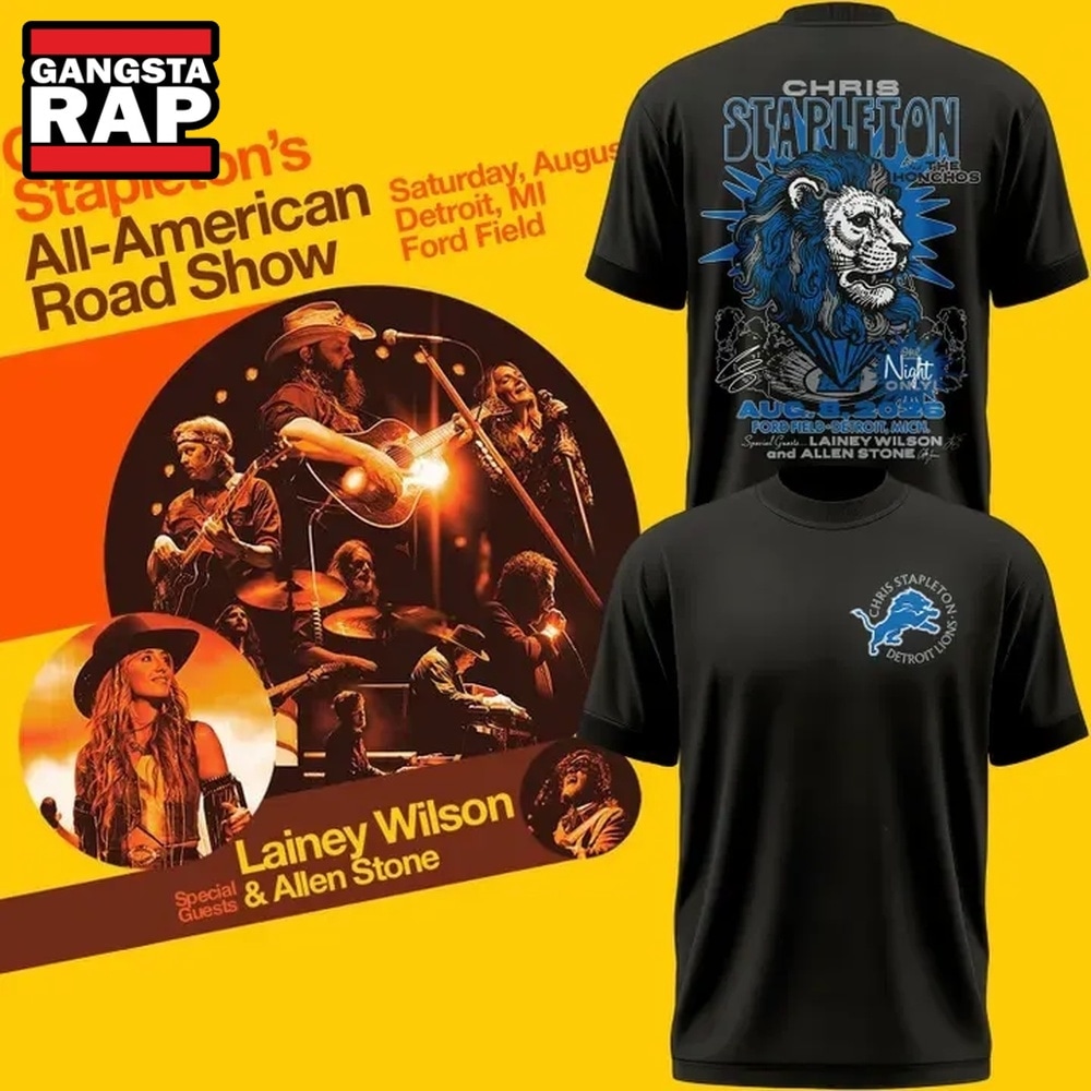 Chris Stapleton Show x Detroit Lions 2026 Black 3D Shirt , Music Trending 3D Shirt Chris Stapleton Show X Detroit Lions 2026 Black 3D Shirt