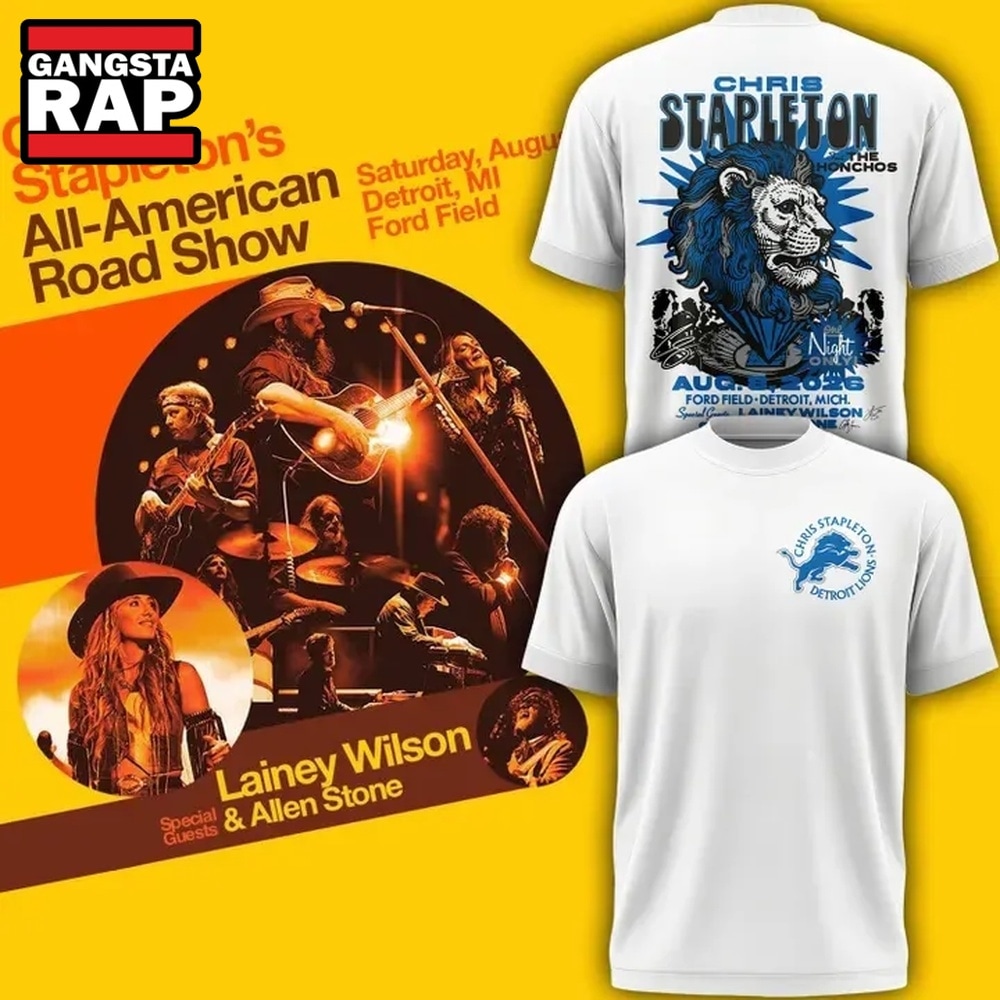 Chris Stapleton Show x Detroit Lions 2026 White 3D Shirt , Music Trend Shirt Chris Stapleton Show X Detroit Lions 2026 White 3D Shirt