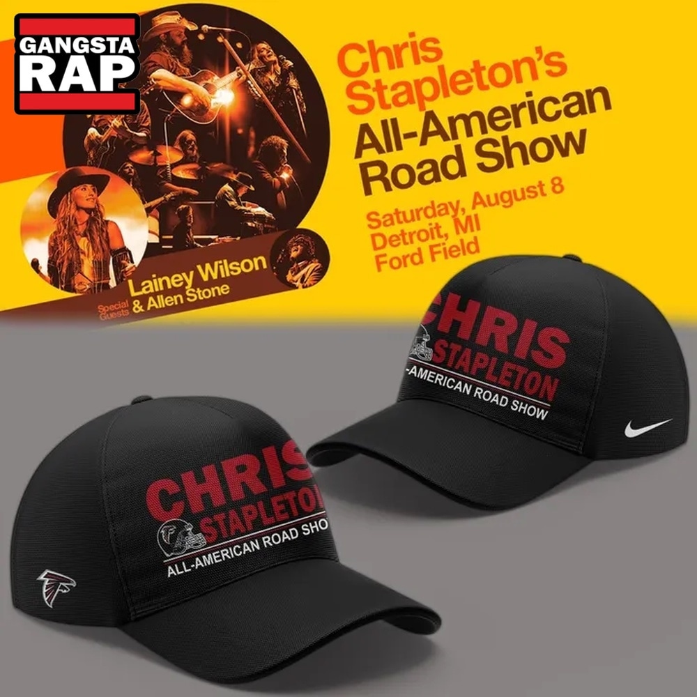 Chris Stapleton x Atlanta Falcons All American Road Show 2026 Black Cap, Trendy Music Baseball Cap Chris Stapleton X Atlanta Falcons All American Road Show 2026 Black Cap