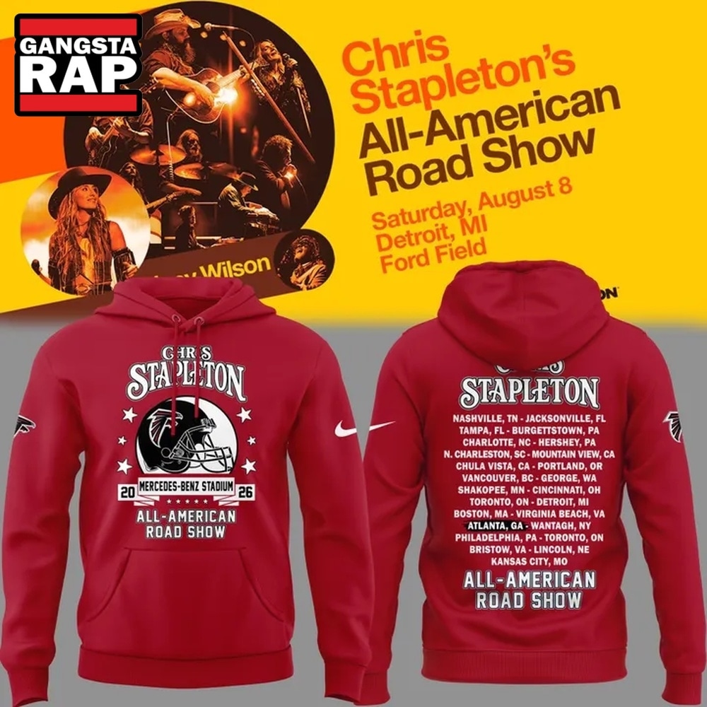 Chris Stapleton x Atlanta Falcons All American Road Show 2026 Red Hoodie, Trending 3D Music Shirt Chris Stapleton x Atlanta Falcons All American Road Show 2026 Red Hoodie, Trending 3D Music Shirt