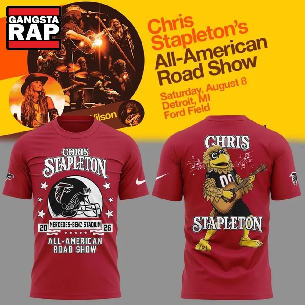 Chris Stapleton x Atlanta Falcons Mascot All American Road Show 2026 3D Shirt, Trending 3D Music Shirt Chris Stapleton x Atlanta Falcons Mascot All American Road Show 2026 3D Shirt, Trending 3D Music Shirt