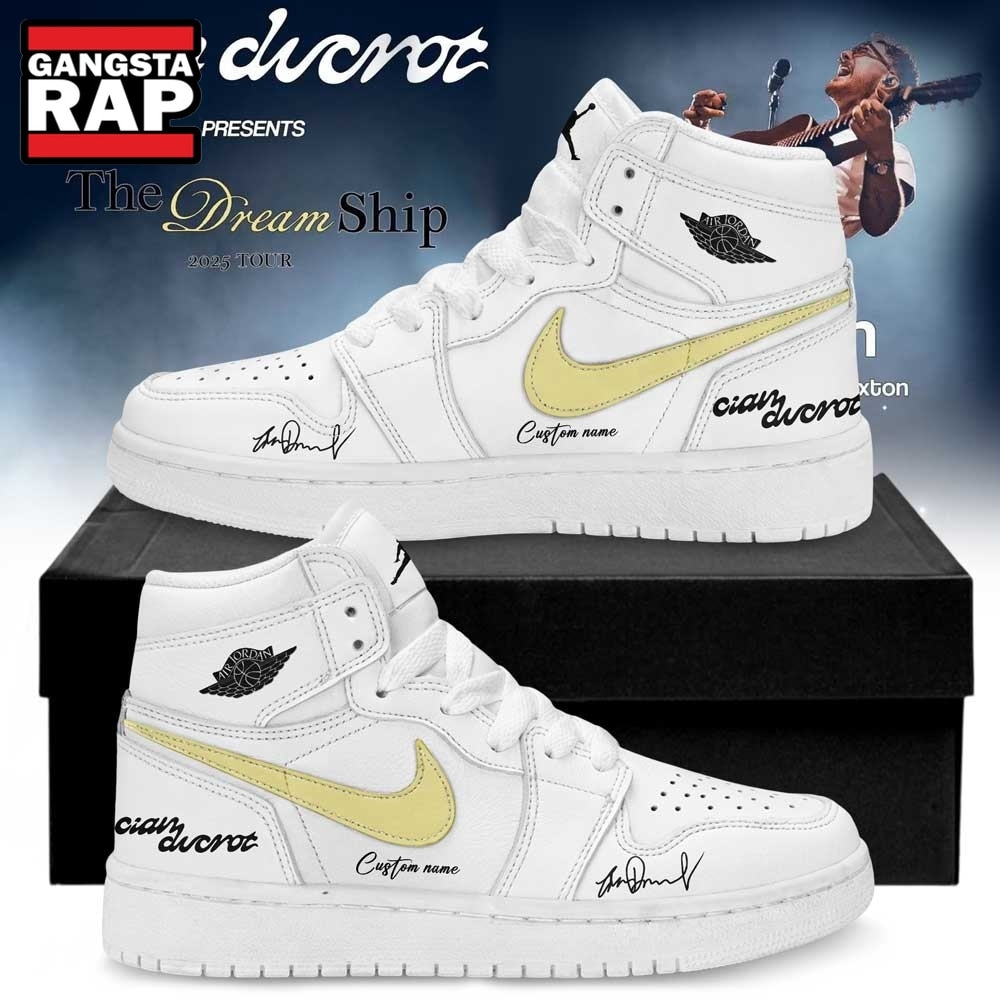 Cian Ducrot The Dream Ship Tour 2026 Signature White Air Jordan 1 Shoes , Trending Music Shoes Cian Ducrot The Dream Ship Tour 2026 Signature White Air Jordan 1 Shoes , Trending Music Shoes