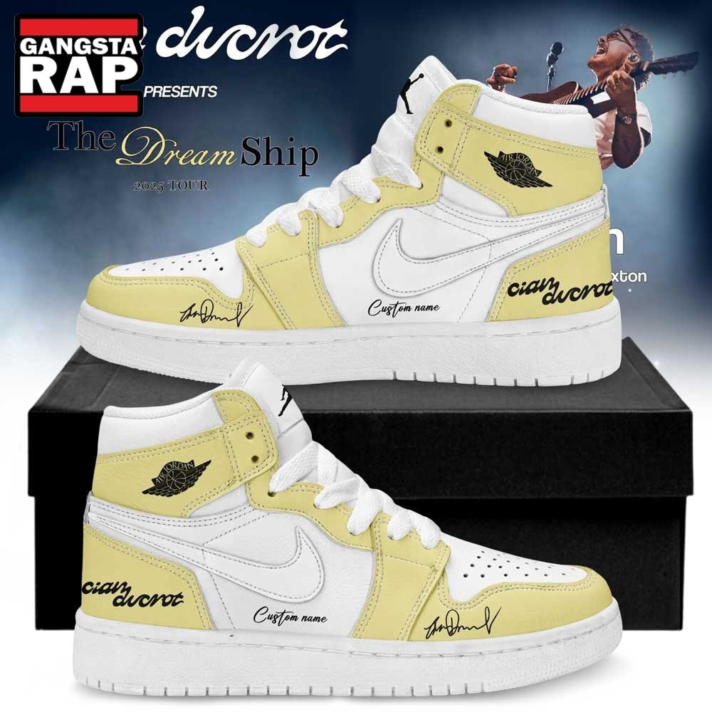 Cian Ducrot The Dream Ship Tour 2026 Signature Yellow Air Jordan 1 Shoes , Trending Music Shoes Cian Ducrot The Dream Ship Tour 2026 Signature Yellow Air Jordan 1 Shoes , Trending Music Shoes