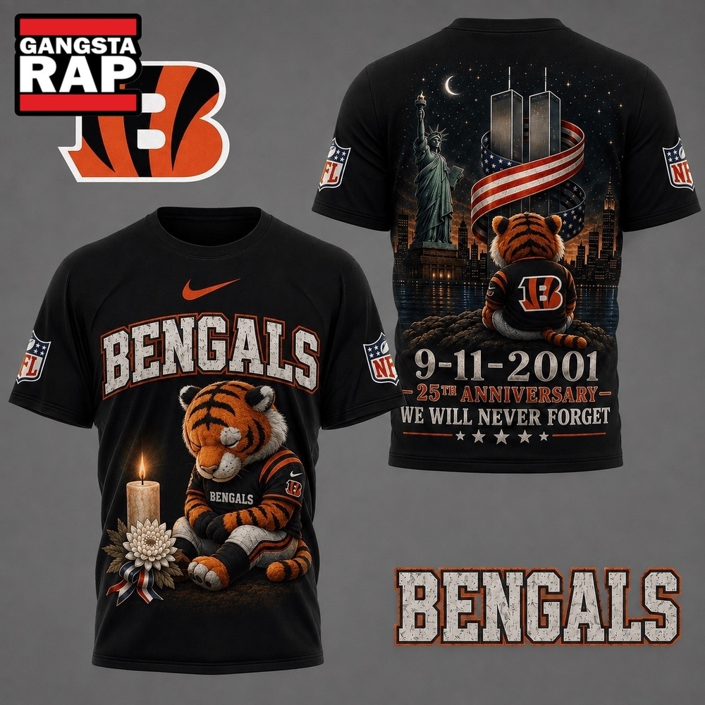 Cincinnati Bengals NFL 9 11 25th Anniversary Never Forget Memorial 3D T Shirt, Football New Design Shirt Cincinnati Bengals Nfl 9 11 25th Anniversary Never Forget Memorial 3D T Shirt